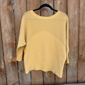 Vila Milano Women's Yellow Cream Crew Neck Drop Sleeve Sweater Top Size Large